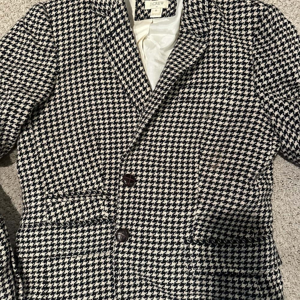 J. Crew Classic Black and White Houndstooth Blazer